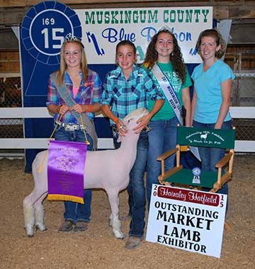Outstanding Market Lamb Exhibitor at 2015 Muskingum County Fair. Shown by Hainsley Hatfield.